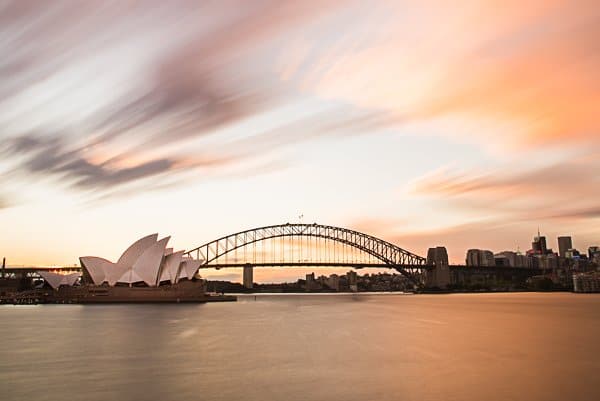 Sunset on Sydney Harbour Bridge which is regarded as one of the Best Places in Australia