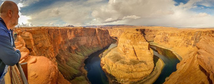 Admiring the beautiful view across Horseshoe Bend and watching the idiots stand on the edge for that "perfect" photo.