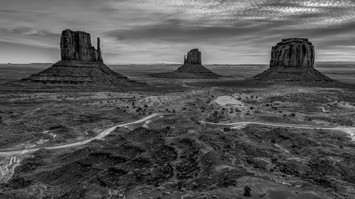 There is something about the Hollywood history of Monument Valley that makes it seem right to take black and white photos