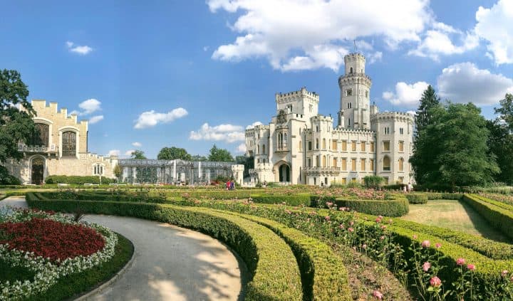 The impressive castle at Cesky Budejovice is unique to the area being based on the British style