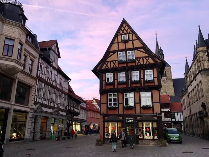 Quedlinburg has an amazing Christmas market surrounded by quaint half-timbered houses.