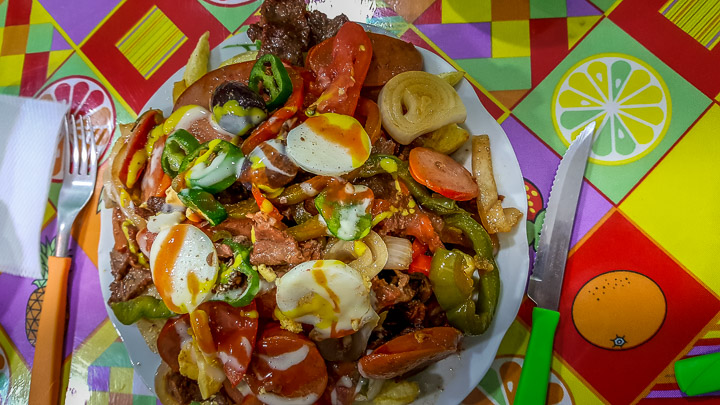 Mountains of delicious food for a tiny price in La Paz