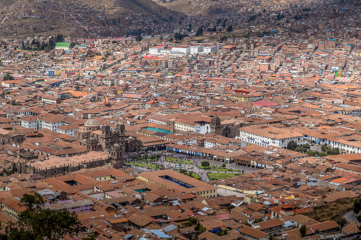 An amazing view of Cusco from the ruins of Sacsayhuaman