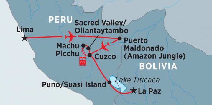 Itinerary for Peregrine Inca and Amazon adventure