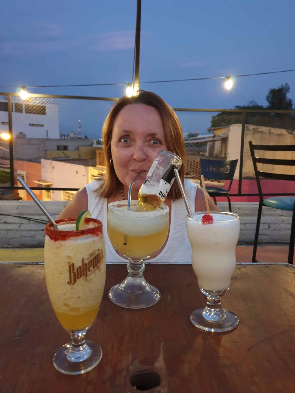 Pauline with her cocktail selection in atlixco