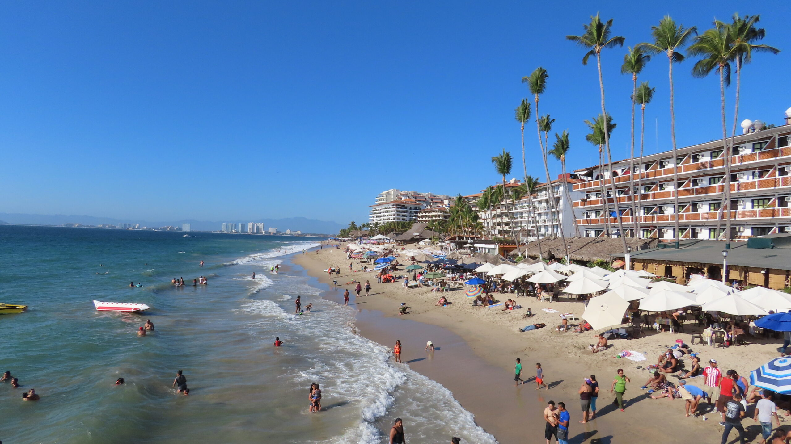 looking along the beach at Puerto Vallarta