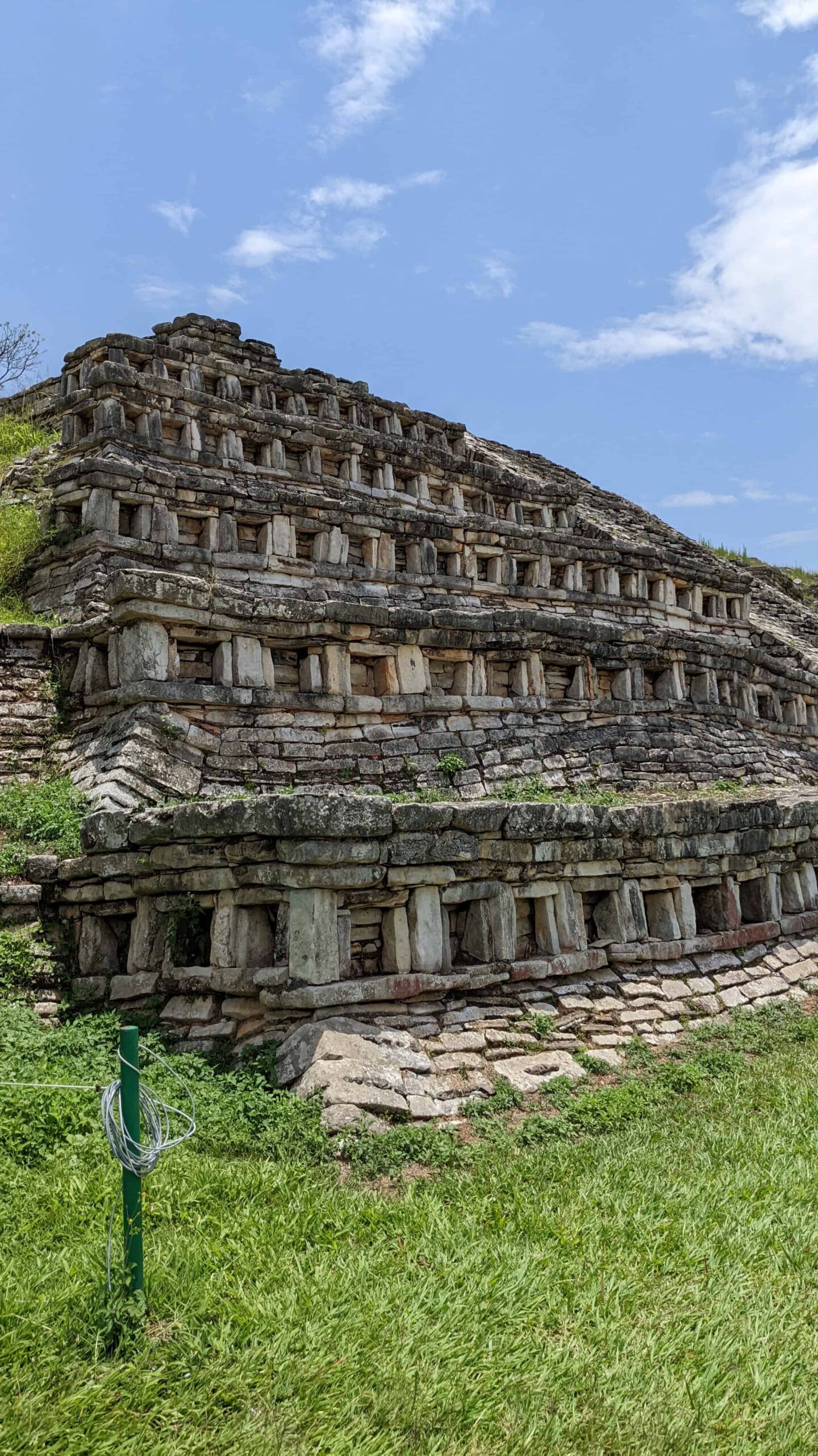 Temple at Yohualichan archaeological site with windows