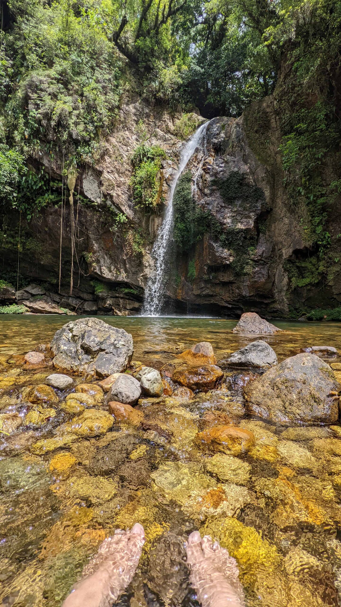 Crystal clear water at Cascada el Salto Cuetzalan