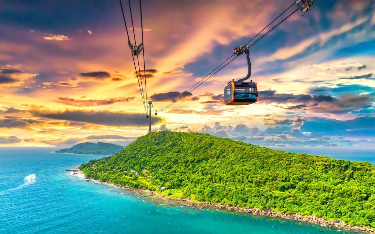 View from the Phu Quoc cable car as it crosses the ocean