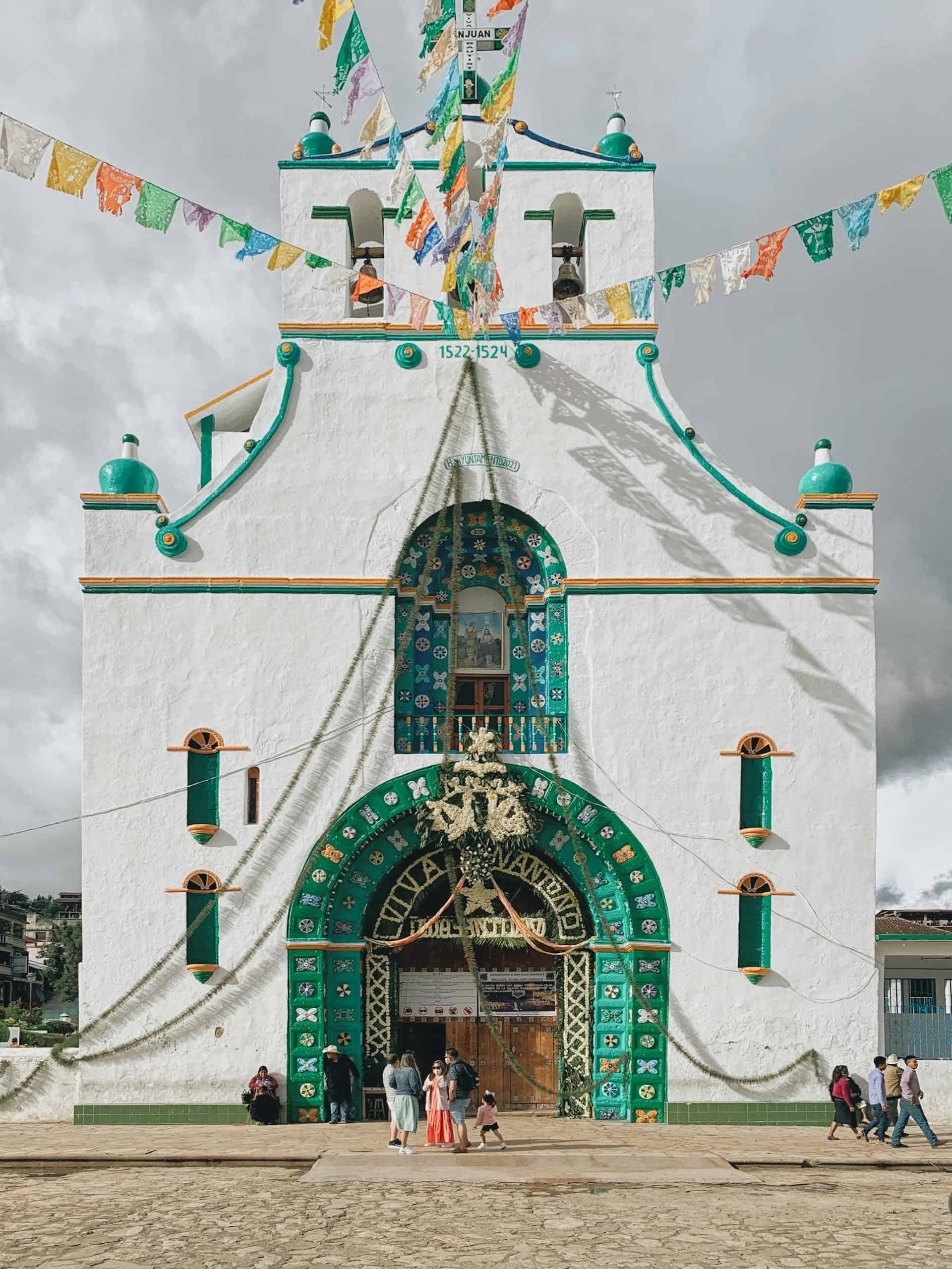 the famous church in San Juan Chamula in Chiapas where the religion is a cross between Catholic and Pagan