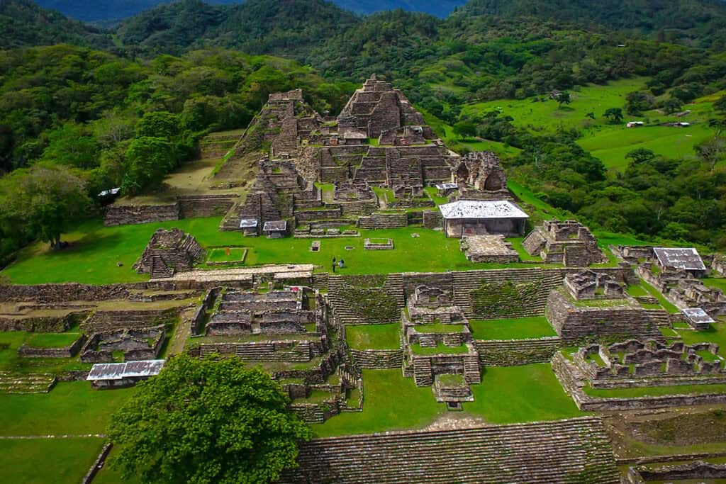 aerial view of the incredible Mayan site of Tonina in Chiapas